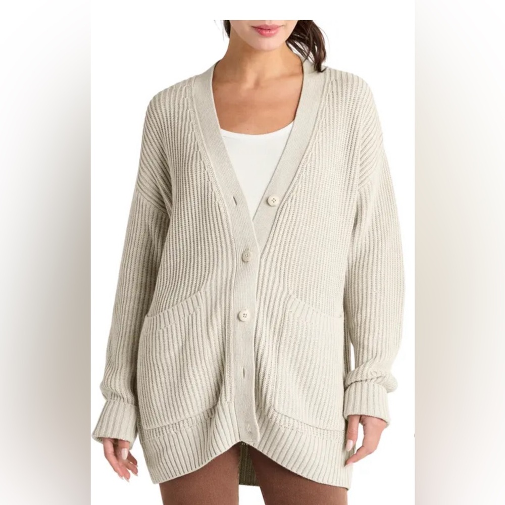 Splendid Gigi Relaxed V-neck Cardigan Medium Oat Heather